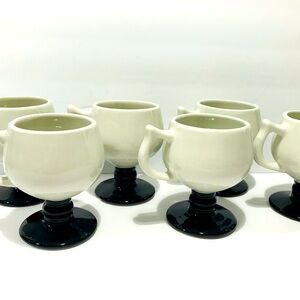 Vintage 1960’s Hall Pottery Set of 6 Ceramic Coffee Cups 4.25”